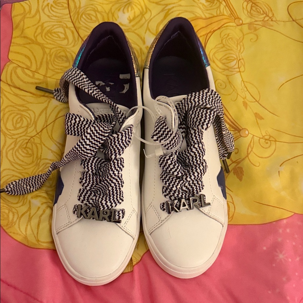 Women's White Sneakers with Black Accents